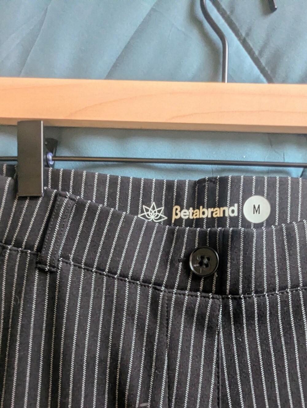 Betabrand Yoga Dress Pants Black Pinstripe Medium - Picture 3 of 6